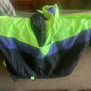 Equipment Neon Green and Black Kids Raincoat